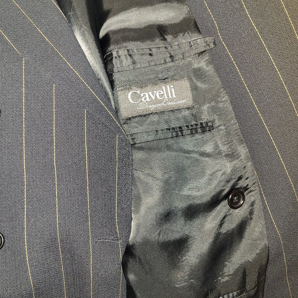 Cavelli Pin Stripped Black Suit